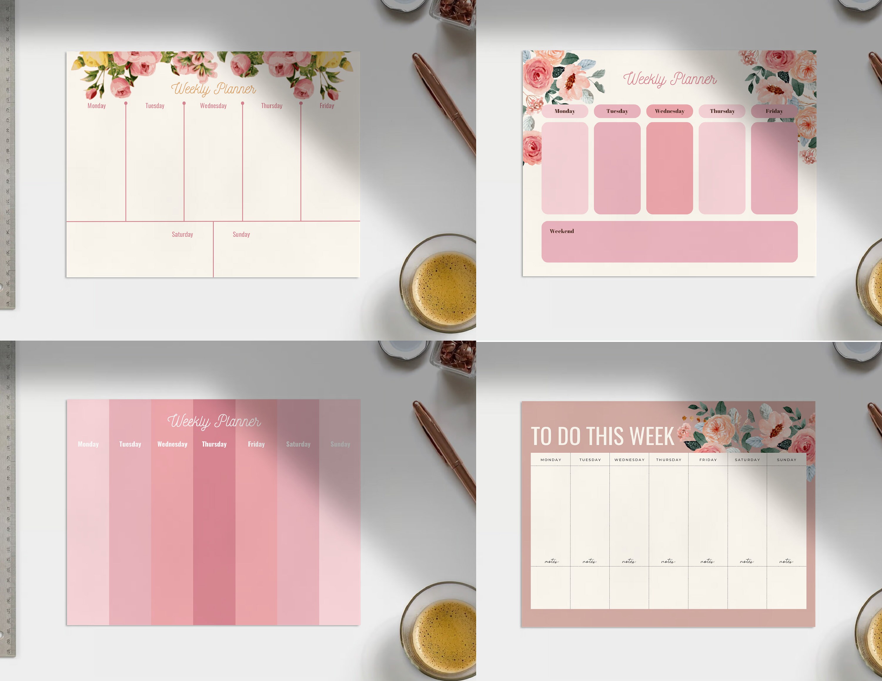 Pink Floral Weekly Planner | Printable Organizer (digital Download) - Etsy