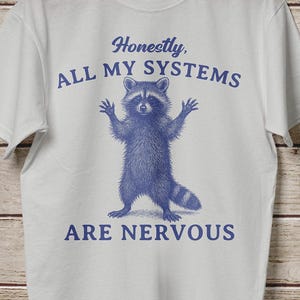 Vintage Honestly All My Systems Are Nervous Shirt, Retro Funny Cute Raccoon Graphic T-Shirt, Raccoon Lovers Gift, Meme Raccoon Humor Tee