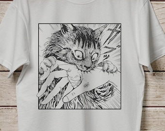 Cat Bite Shirt, Japanese Horror Anime T-shirt, Creepy Cat Shirt, Cats Crazy Shirts Cool Graphic Unisex T Shirts - Etsy Cat Bite Shirt, Japanese Horror Anime T-shirt, Creepy Cat Shirt, Cats Crazy Shirts Cool Graphic Unisex T Shirts - Etsy