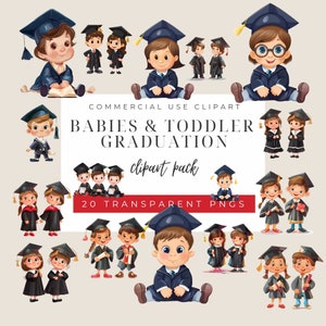 Lindo niño bebé bebés niñas niños guardería niños graduación graduación clipart 20 PNGs 300 DPI - Uso comercial GR01