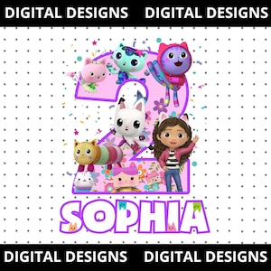 Personalized Dollhouse Birthday, Gabby Themed Party PNG, Personalized PNG, Birthday Gift PNG, Girls of All Ages