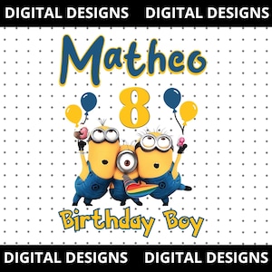 Aangepaste Minion Verjaardag T-shirt PNG Digitale Download, Aangepaste Minion Verjaardag, Minion Feest, Aangepaste Minion Verjaardag Familie T-shirts PNG