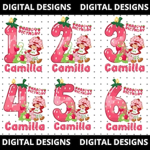 Strawberry Shortcake Birthday Numbers – Pink Candle Clipart (Digital Download), Strawberry and friend, 80s cartoons