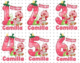 Strawberry Shortcake Birthday Numbers – Pink Candle Clipart (Digital Download), Strawberry and friend, 80s cartoons