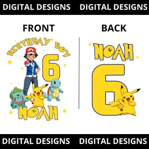 Pika Pika Birthday Shirt, Ash's Birthday Party Theme,Personalized Family Birthday Party Shirt, Gifts for Birthday Girl or Boy, All Sizes PNG