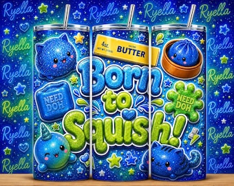 Born to Squish Tumbler Verpackung PNG | Kawaii Narwal Katze Design (Digitaler Download)