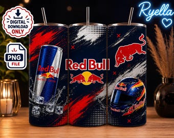 Red Bull inspiriert Energy Drink Tumbler Wrap PNG | Motorrad Flügel Design (Digitaler Download)