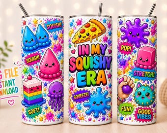 Squishy Era Tumbler Wrap PNG | Kawaii Sensory Toy Sublimation Design (Digital Download)