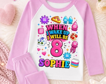 Personalised Birthday Pyjamas: "When I Wake Up I Will Be" Name Age Design