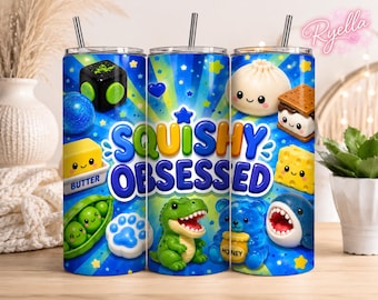 Squishy Obsessed Tumbler PNG, Pastell Kawaii Sublimation Wrap (digitaler Download)