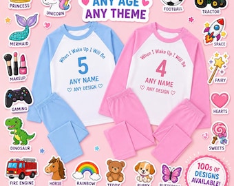 Personalisierter Kinder Pyjama: Benutzerdefinierter Name, Alter, jede Themennachtwäsche