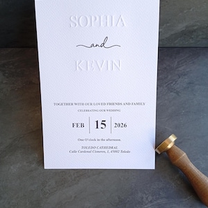 Faire-part de mariage en gaufrage fait main, faire-part minimaliste imprimé, faire-part de mariage, carte « Save The Date »