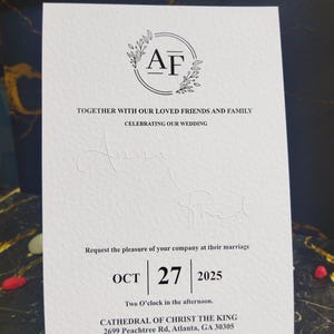 Faire-part de mariage en gaufrage fait main, faire-part minimaliste imprimé, faire-part de mariage, carte « Save The Date »