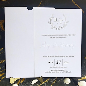Faire-part de mariage en gaufrage fait main, faire-part minimaliste imprimé, faire-part de mariage, carte « Save The Date »