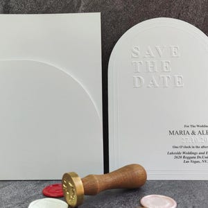 Faire-part de mariage en gaufrage fait main, faire-part minimaliste imprimé, faire-part de mariage, carte « Save The Date »