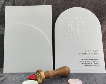 HandMade Embossing Wedding Invitation, Printed Minimalist Invitation, Wedding Invitation, Save The Date Card
