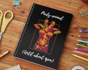 Giraffe Wirobound A5 Notebook: Funny Party Animal Journal