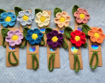 Crochet Flower Bookmark - Handmade Yarn Bookmark