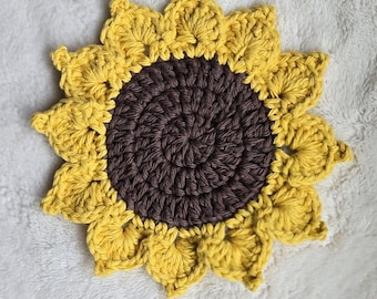 Sunflower Coasters - Crochet Sunflower Coaster (Set of 4)