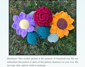 Garten Schildkröten Häkelanleitung: Sonnenblume, Rose, Blume (PDF Download)