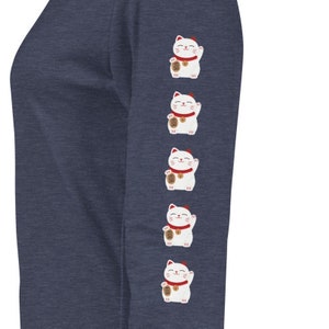 Whiskers of Wealth Long Sleeve: Lucky Cat Brings Fortune and Fashion Regular and Plus Sizes XL, 2XL