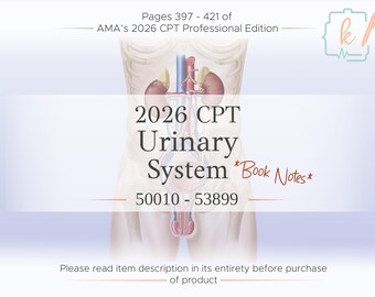 2026 CPT Surgery Urinary System Book Notes