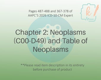 Notas del libro del capítulo 2 de la CIE-10-CM: Neoplasias y tabla de neoplasias (2026) (Descarga digital)