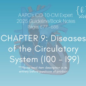 Könnte beinhalten: Eine blaue und rote Illustration eines menschlichen Herzens mit dem Text "AAPC's ICD-10-CM Expert 2025 Guideline/Book Notes Seiten 677-688 KAPITEL 9: Erkrankungen des Kreislaufsystems (100 - 199) **Bitte lesen Sie die Artikelbeschreibung vollständig durch, bevor Sie das Produkt kaufen"