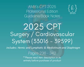 Notas del libro de Cirugía CPT 2025: Sistemas cardiovascular y linfático, mediastino y diafragma
