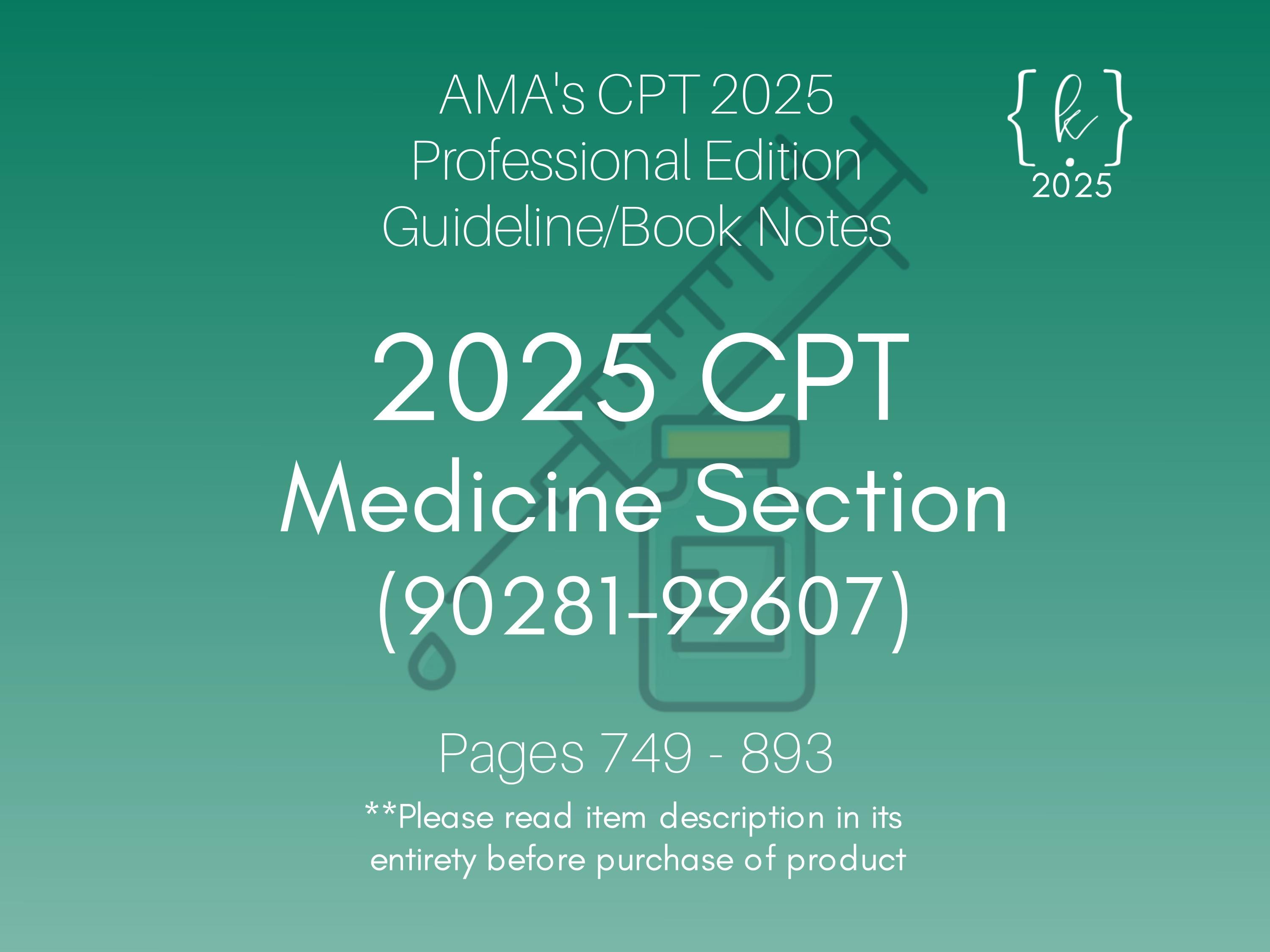 2025 CPT Medicine Section Book Notes - Etsy