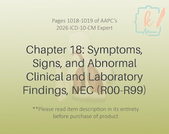 Notas del libro del capítulo 18 del CIE-10-MC: Síntomas, signos y análisis de laboratorio anormales (NEC) (2026) (Descarga digital)