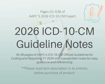 Notas de la Guía ICD-10-CM 2026 COMPLETAS 38 páginas + 1 página de notas adicional (Descarga digital)