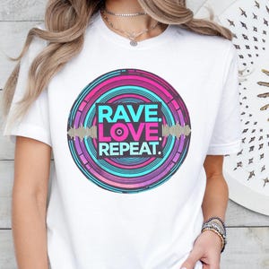 Camiseta Rave Love Repeat: Camiseta de festival de música techno EDM