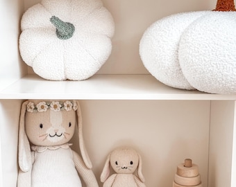 Small Pumpkin Cushion Boucle | Mini Halloween Nursery Decor | Autumn Kids Room Pillow | Handmade Australia