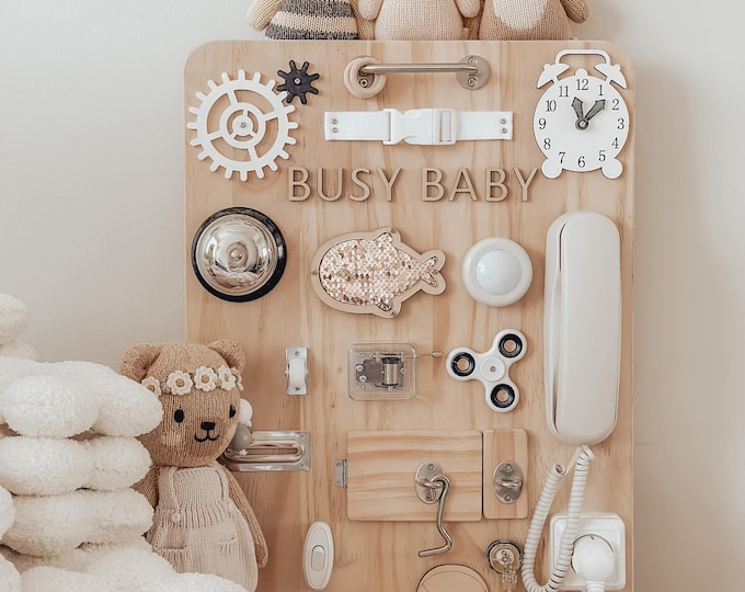 Montessori Busy Board | Wooden Sensory Activity Toy, Fine Motor Skills Development