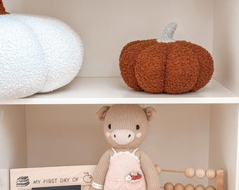 Medium Boucle Pumpkin Cushion | Autumn Halloween Nursery Decor (25cm)