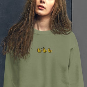 Cute Duck Embroidered Crewneck Sweatshirt, Duck Sweatshirt, Duck Shirt, Cute Shirt, Duck Lover, Sweatshirt, Shirt, Cute, Minimalist