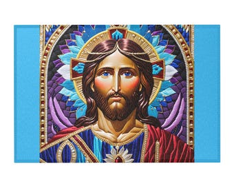 Alfombra digital de Jesús en hermosos colores brillantes.