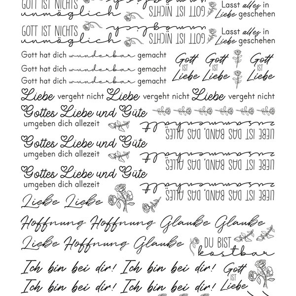 Kerzen Tattoo | Vorlage für Wasserschiebefolie | digitaler Download | Geschenk | Liebe | Glück | Gott | christliche Sprüche | Schriftzug