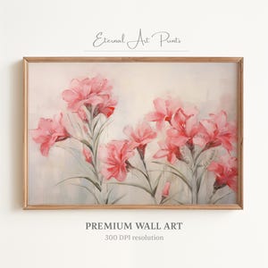 Printable Oleander Art, Blooming Red Oleanders, Classic Floral Painting, Brush Strokes, Vintage Farmhouse Decor, Digital Print | W370