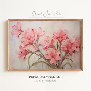Printable Oleander Art, Blooming Red Oleanders, Classic Floral Painting, Vintage Farmhouse Decor, Digital Print | W234
