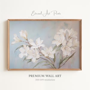Printable Oleander Art, Blooming White Oleanders, Classic Floral Painting, Brush Strokes, Vintage Farmhouse Decor, Digital Print | W365