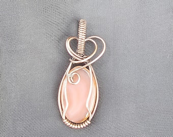 Pink Agate | Copper | Wrapped | Pendant