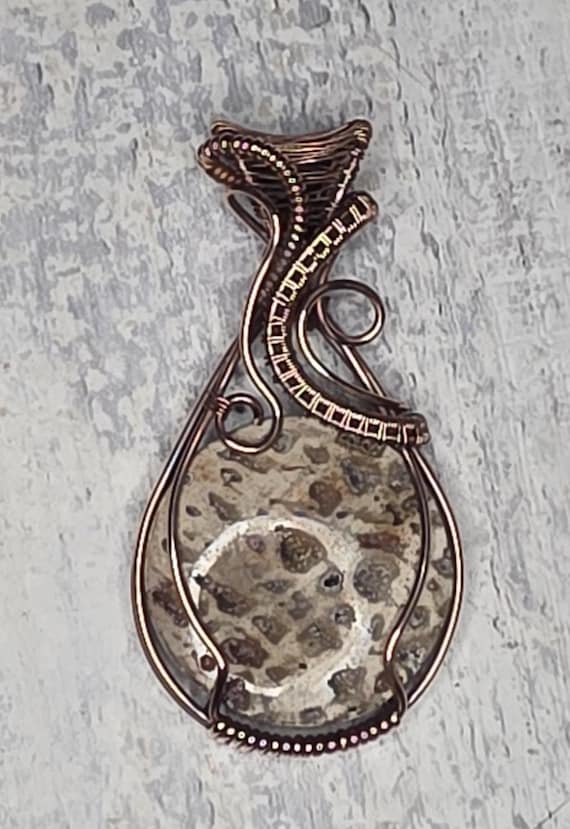 Petrified Wood Copper Wrapped Pendant: