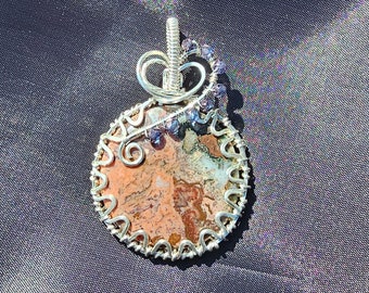Plume Agate | Wrapped In Sterling Silver | Pendant