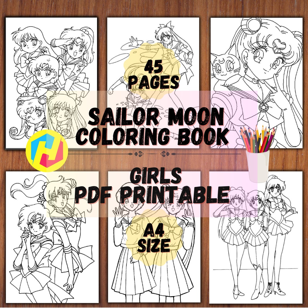 Sailor Moon Coloring PDF Printable Book 45 Page Sailor Moon Coloring ...