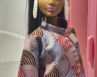 Purple rainbow oriental style top, handmade doll top, fits up to 11 inch dolls, doll not included, top only.