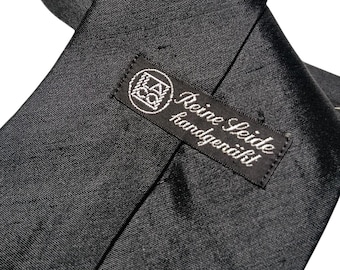 Vintage LACO Tie in Pure Natural Silk Unlined Minimalist Black Elegance solid 9.5 cm 1970s-80s Made in Germany FREE SHIPPING extremely rare