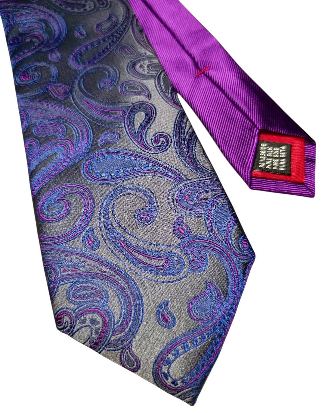 Penrose ペンローズ シルクネクタイ ペイズリー 6 イギリス製 グレー紫 Penrose ペンローズ シルクネクタイ ペイズリー 6 イギリス製 グレー紫