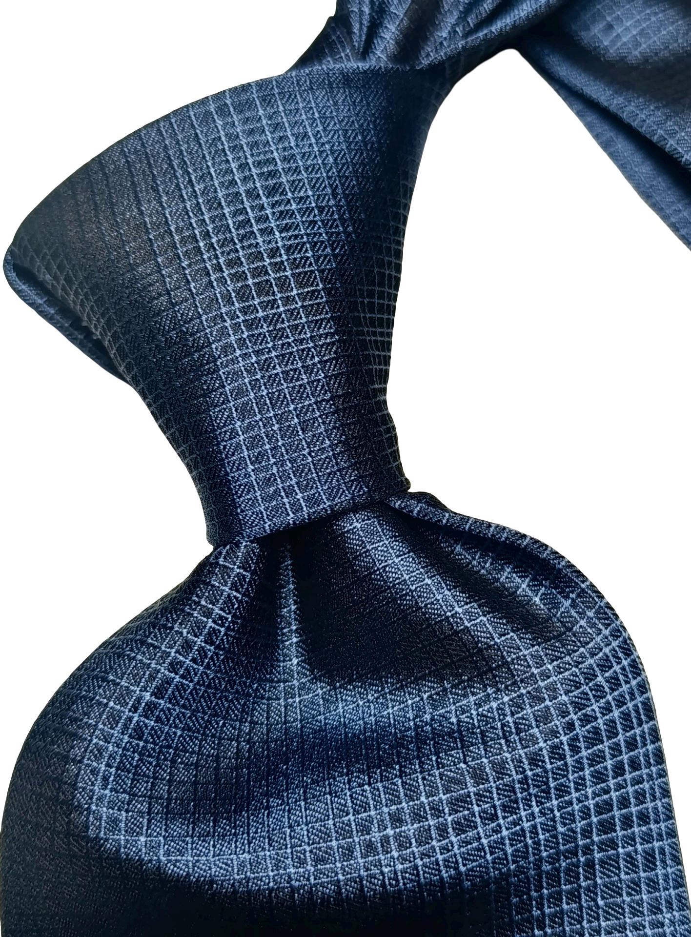 Cravate Homme Prochownick – Soie Bleue à Rayures – Fabriquée En Italie – F63084